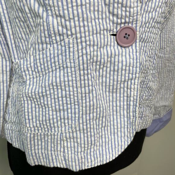 Periscope Blazer Jacket Pinstripes Preppy Light Academia Career Coastal Preppy M - Picture 5 of 8